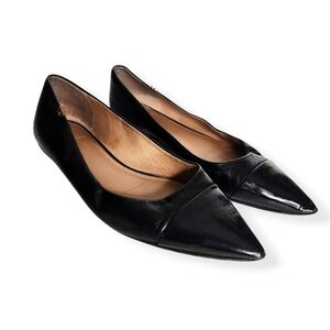 Tory Burch Penelope Cap Toe Women's Black Leather Slip On Ballet Flats Size 9